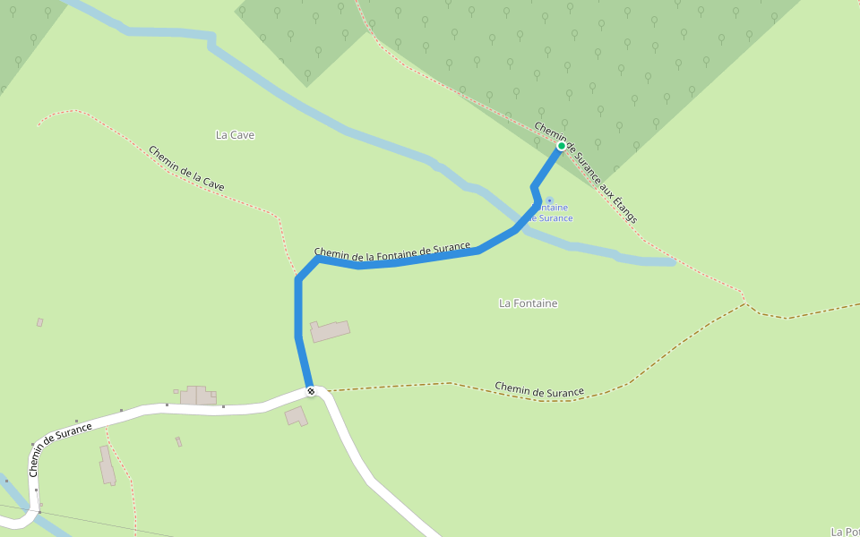 Chemin de la Fontaine de Surance walking route map in Gruey-lès-Surance
