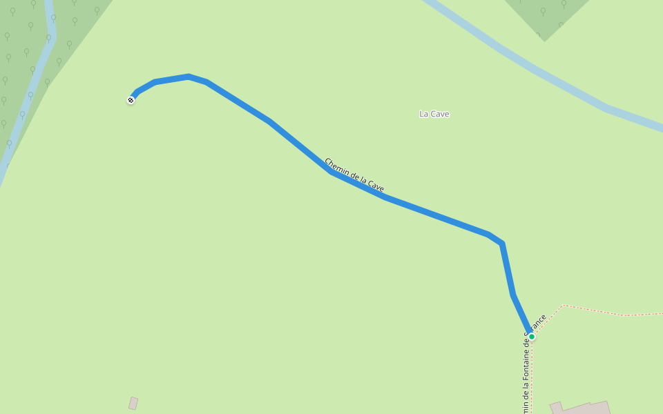 Chemin de la Cave walking route map in Gruey-lès-Surance