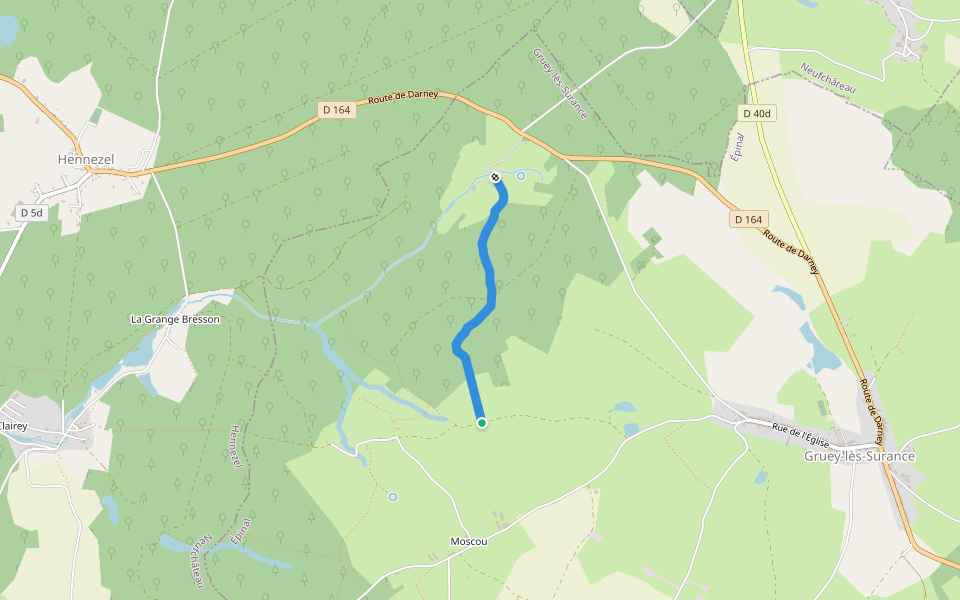 Chemin de Surance au Hatrey walking route map in Gruey-lès-Surance