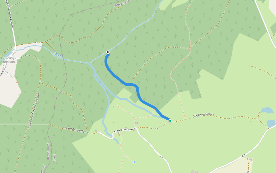 Chemin de Surance aux Étangs walking route map in Gruey-lès-Surance