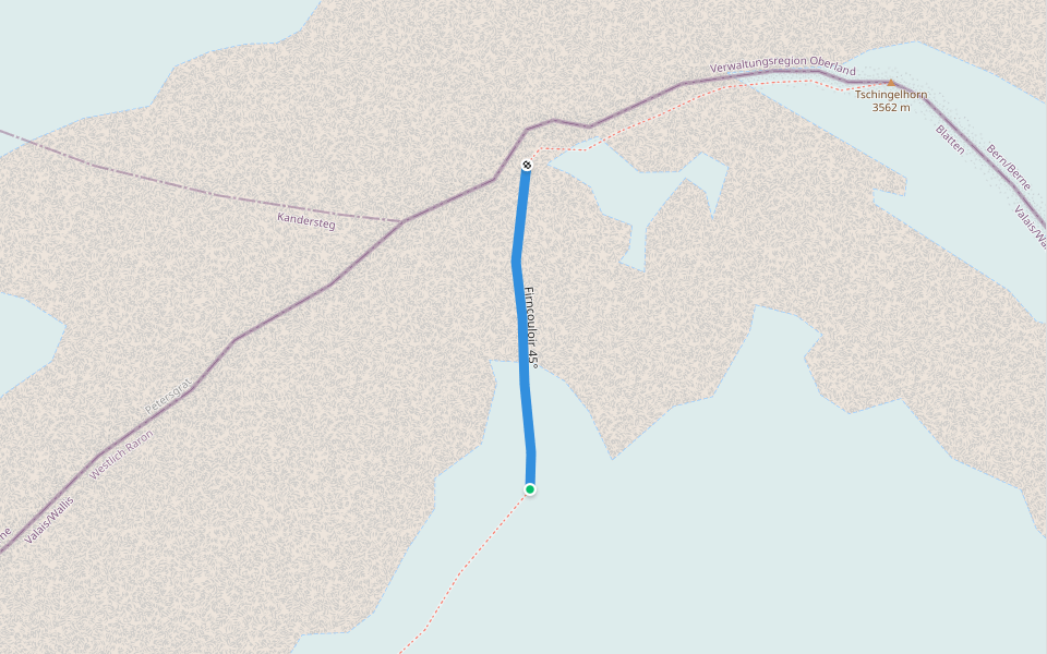Firncouloir 45° walking route map in Blatten
