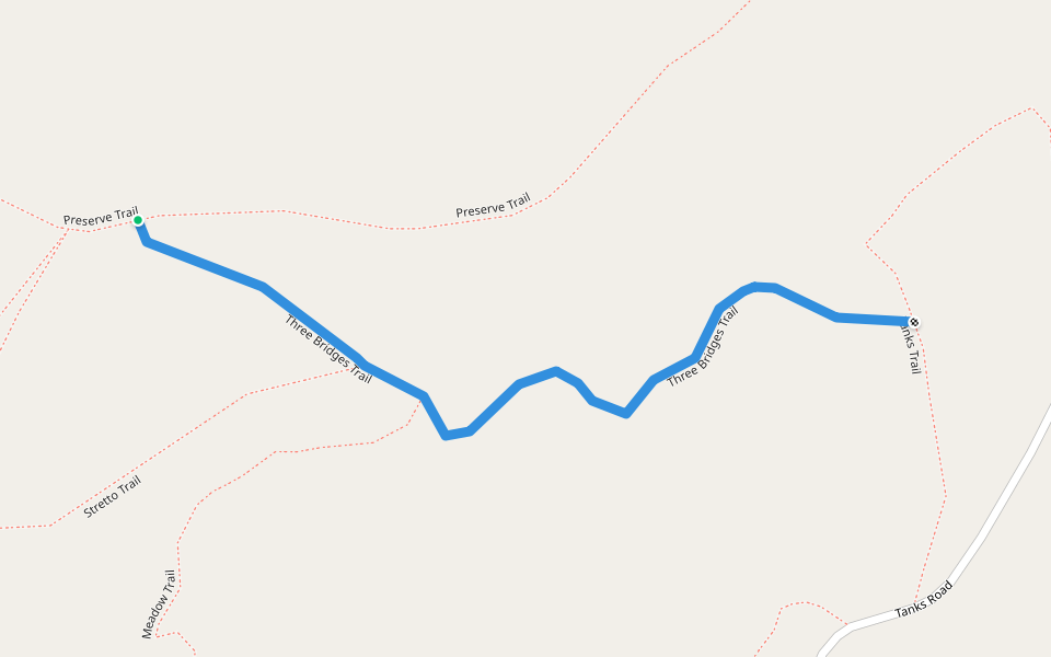 Three Bridges Trail walking route map in Cloverdale