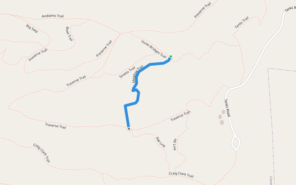 Meadow Trail walking route map in Cloverdale