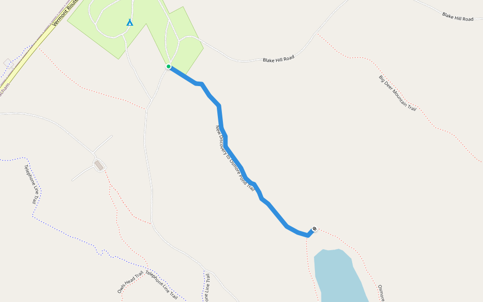 New Discovery to Osmore Pond Trail walking route map in Groton