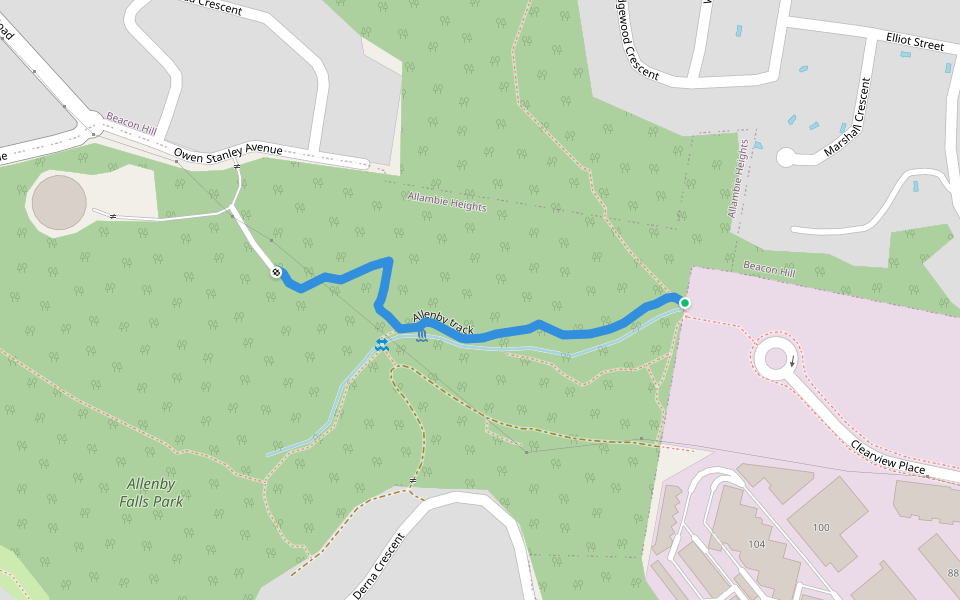 Allenby track walking route map in Brookvale