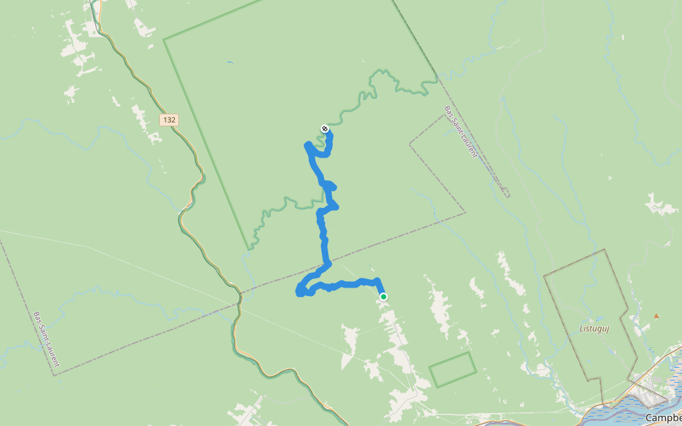 Sentier international des Appalaches walking route map in Saint-André-de-Restigouche