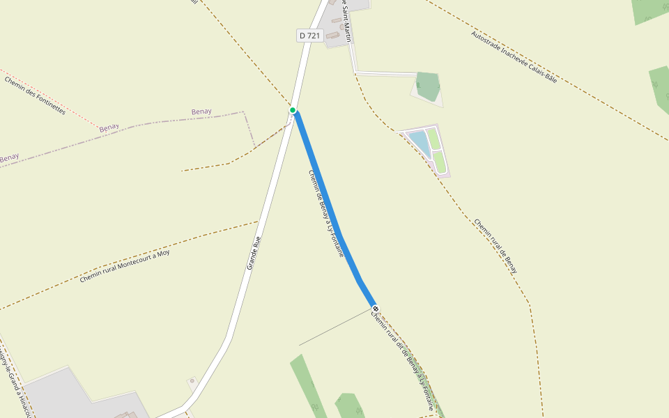 Chemin de Benay à Ly-Fontaine walking route map in Benay