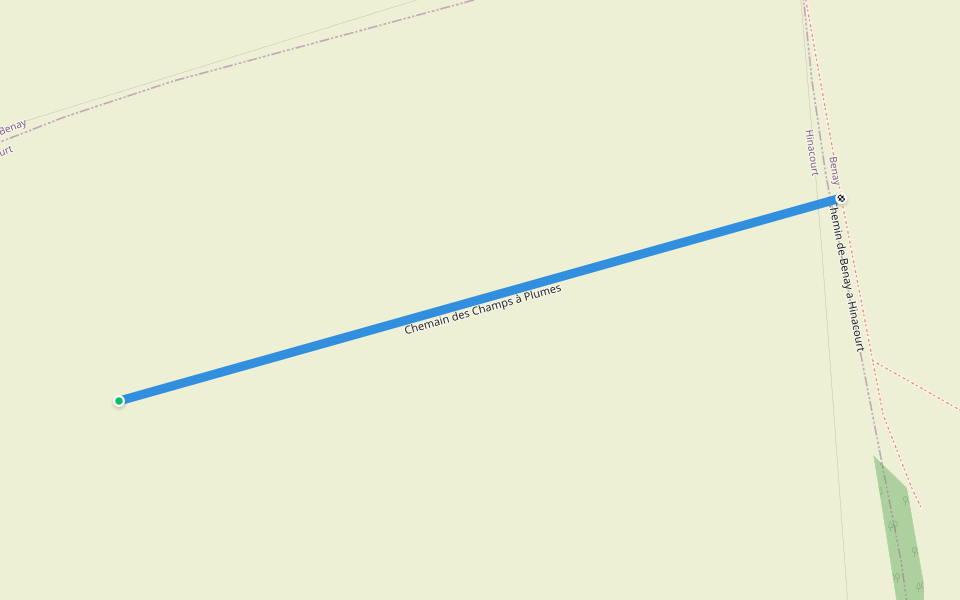 chemain rural dit des Champs à Plumes walking route map in Benay