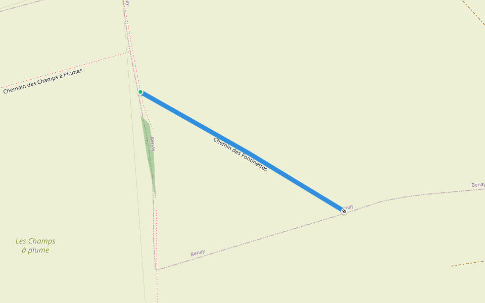 Rural dit fontinettes walking route map in Benay