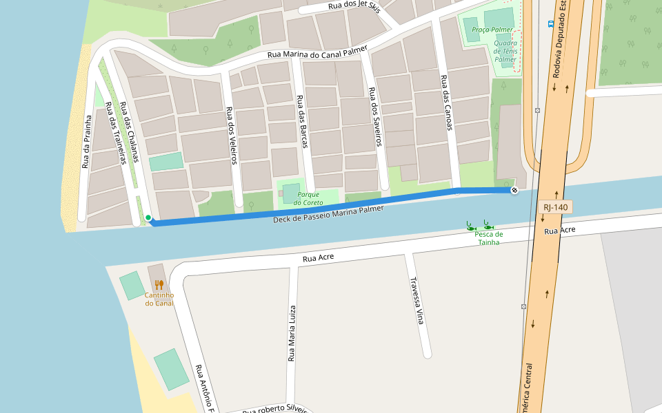 Deck de Passeio Marina Palmer walking route map in Cabo Frio