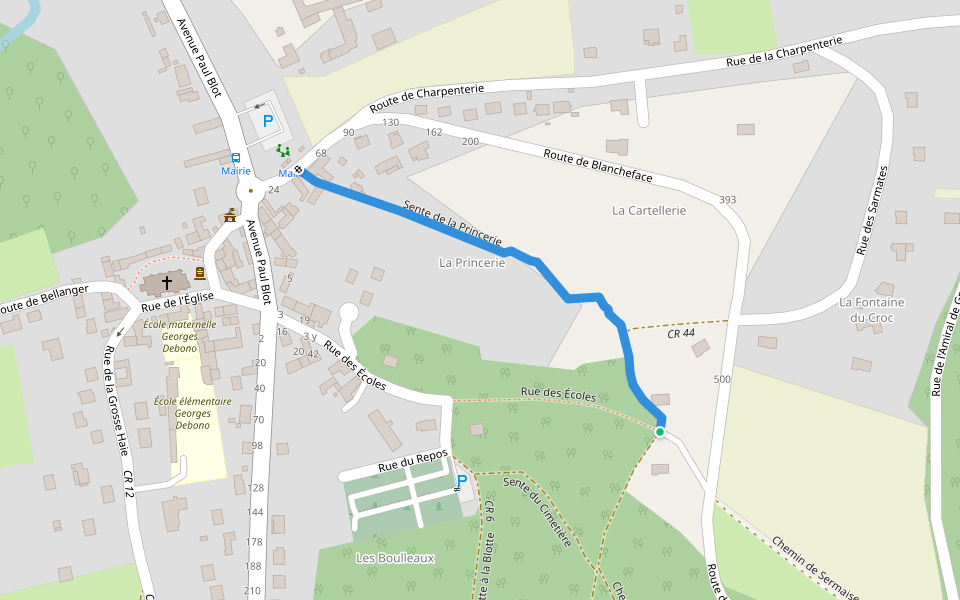 Sente de la Princerie walking route map in Sermaise