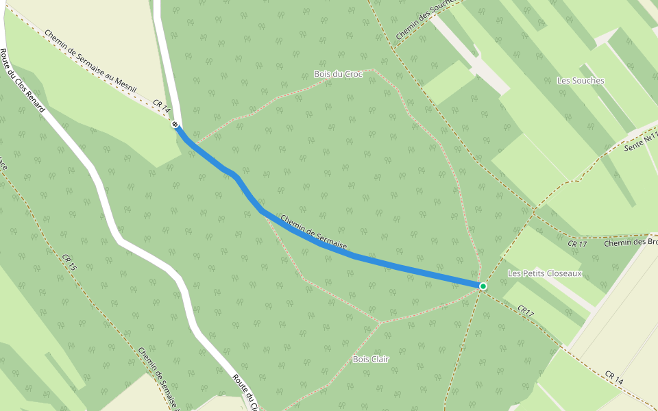 Chemin de Sermaise walking route map in Sermaise