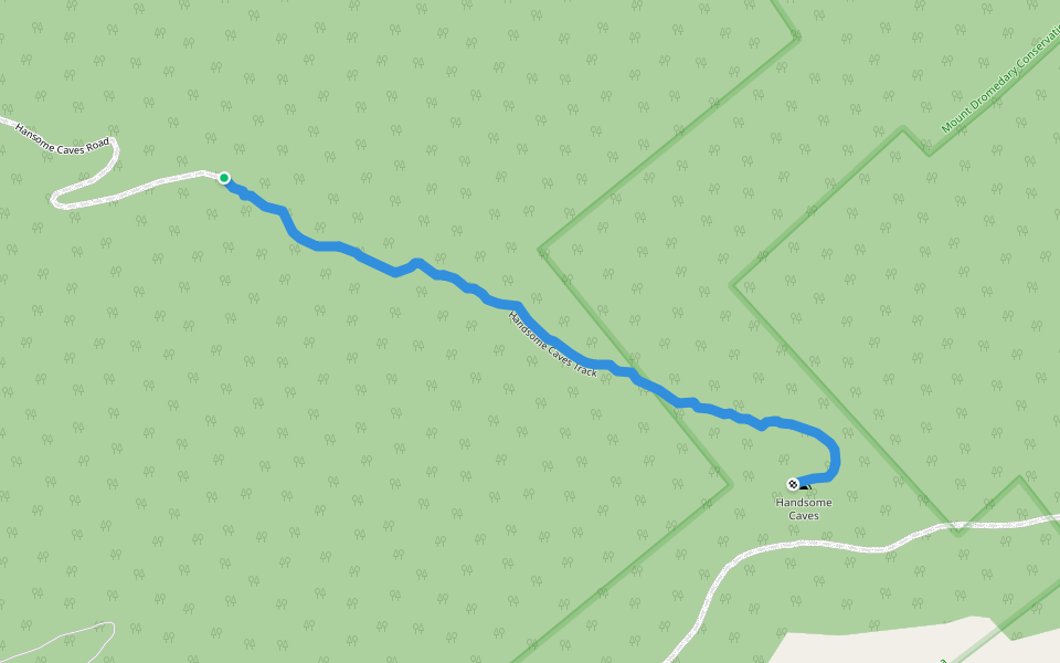 Handsome Caves Track walking route map in Magra