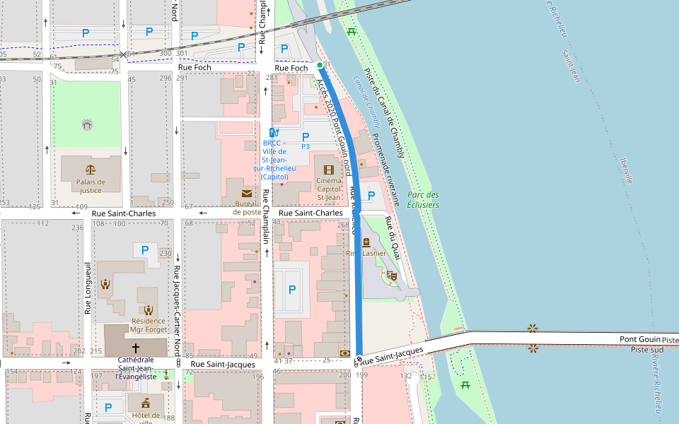Accès 2020 Pont Gouin nord walking route map in Saint-Jean-sur-Richelieu