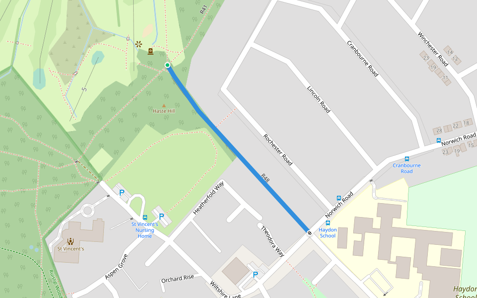 R48 walking route map in Northwood