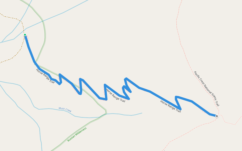 Music Creek Trail walking route map in Etna