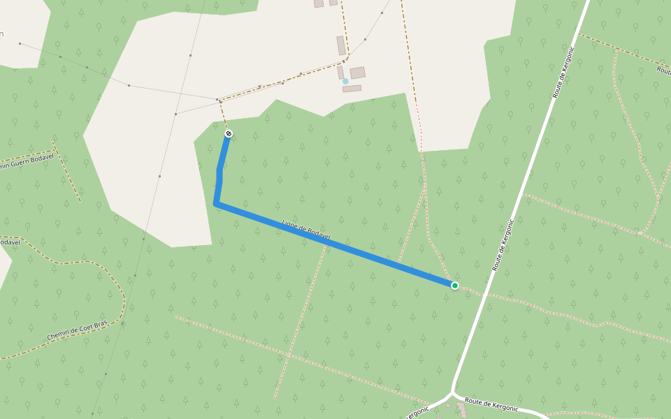 Ligne de Bodavel walking route map in Camors