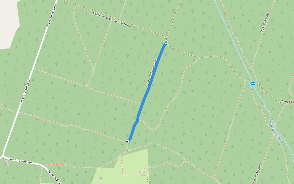 Ligne de Poul Touzer walking route map in Camors