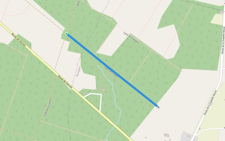 Ligne de Linduel walking route map in Camors