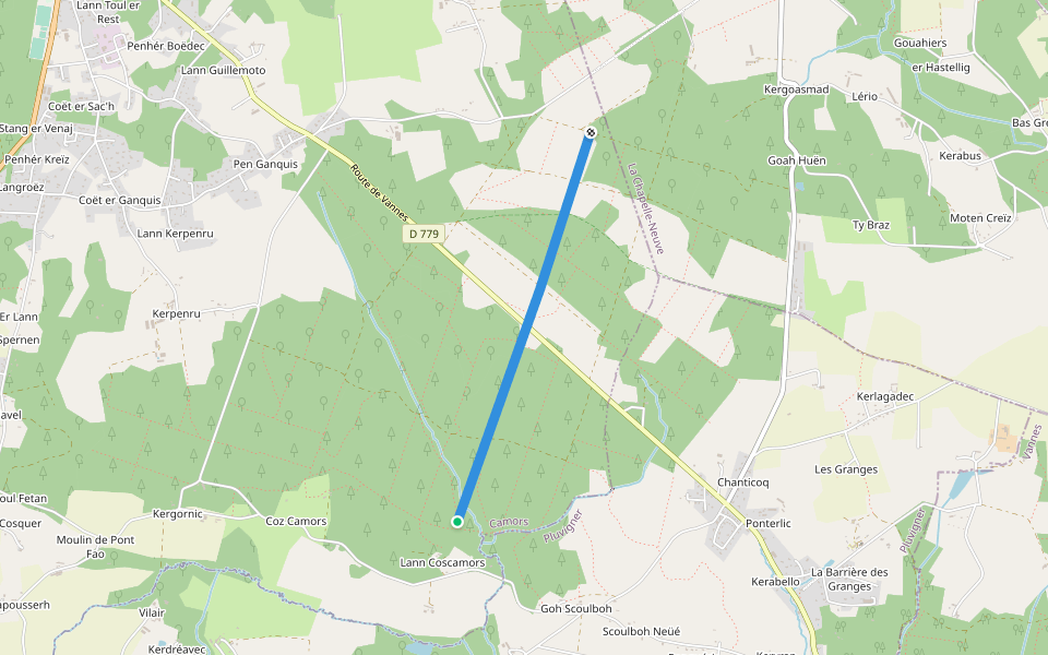 Ligne de la Barrière Rouge walking route map in Camors