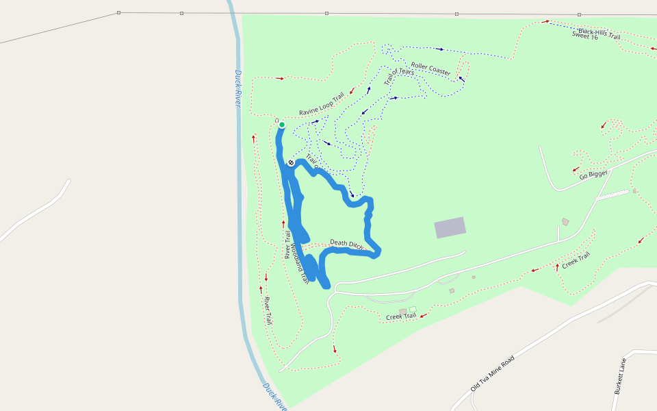 Woodland Trail walking route map in Columbia