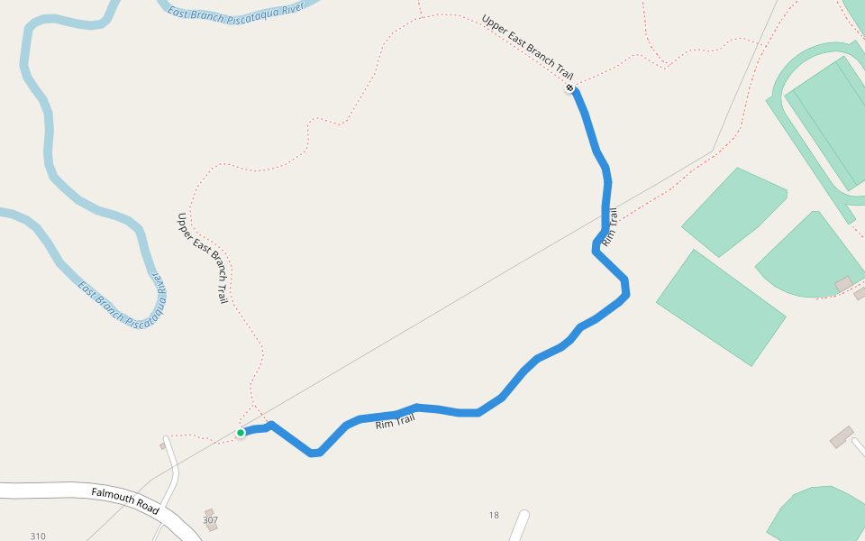 Rim Trail walking route map in Falmouth