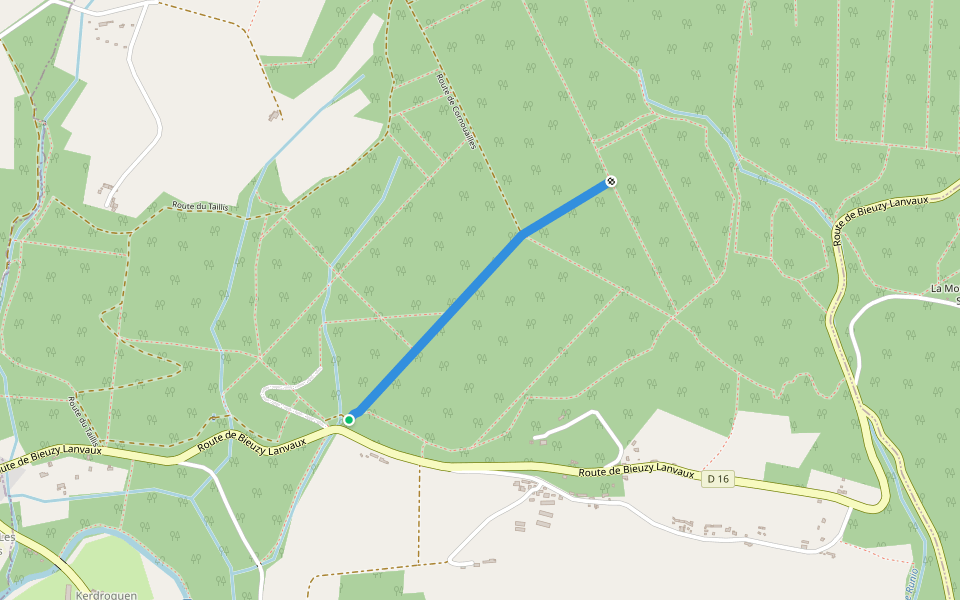 Ligne de Kervéno walking route map in Brandivy