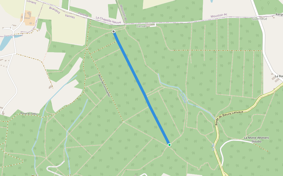 Ligne de la Barrière de Vannes walking route map in Brandivy