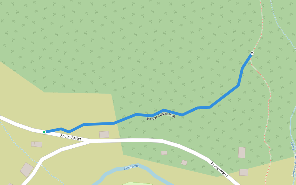 Sentier Calixte Picq walking route map in Mayres