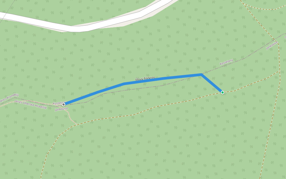 Jílový fórkros walking route map in Kostelany