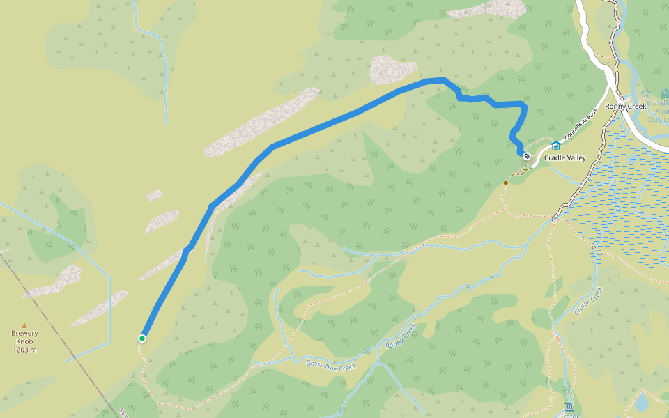 Hounslow Heath Track walking route map in Cradle Mountain