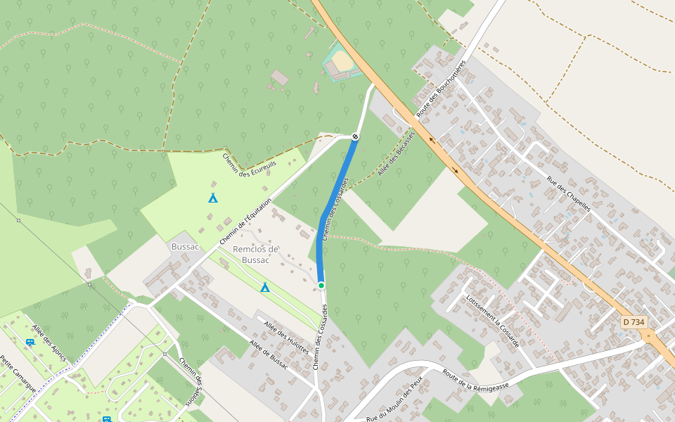 Chemin des Cossardes walking route map in Dolus-d'Oléron