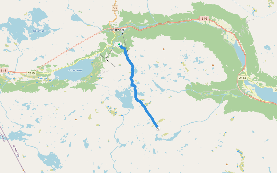 ska55 walking route map in Tyinkrysset