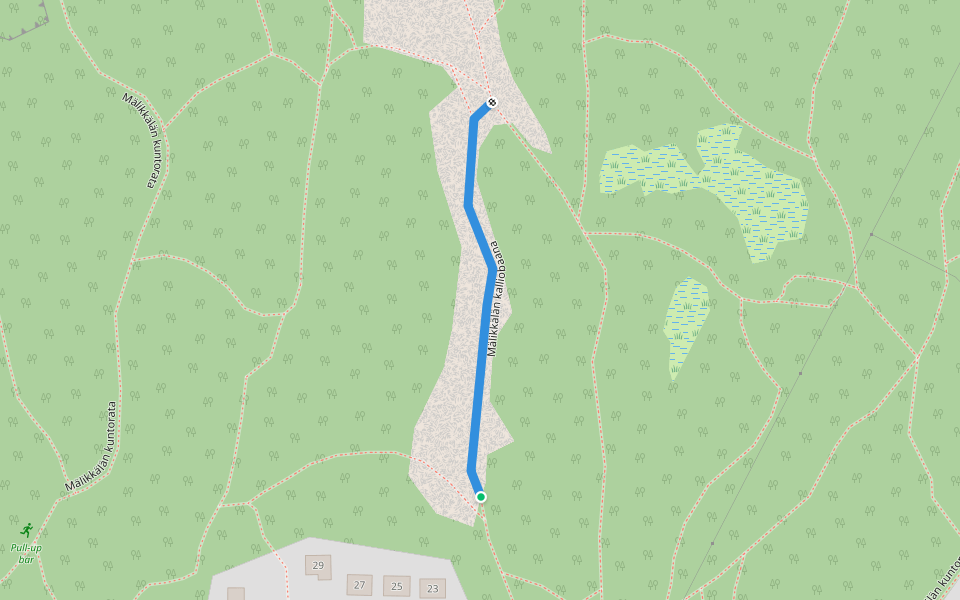 Mälikkälän kalliobaana walking route map in Turku