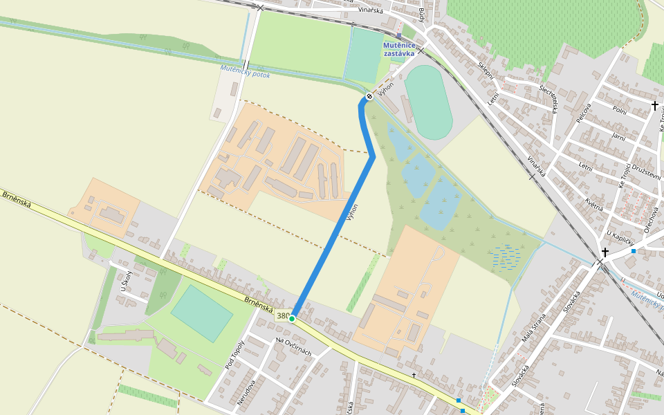 Výhon walking route map in Mutěnice