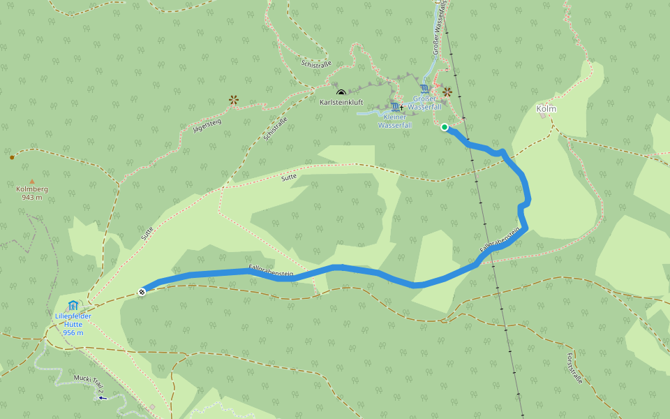 Fallgrabensteig walking route map in Hintereben