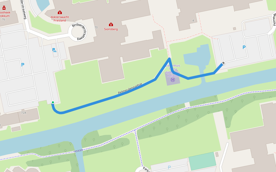 Pelmeulenpadsje walking route map in Dokkum