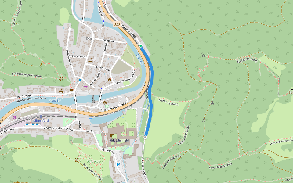 Gaisleitenweg walking route map in Lilienfeld