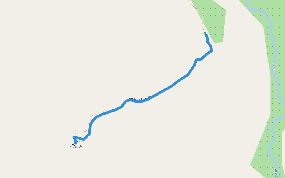 مسیر غار بورنیک walking route map in Herandeh