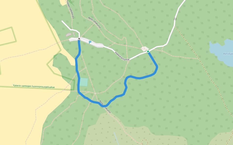 Seikkailupuisto Huikeen Fatbikerata walking route map in Pori