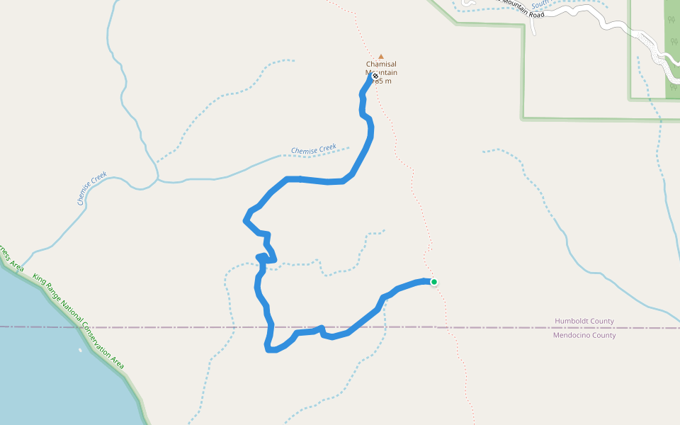 Chinquapin Trail walking route map in Whitethorn