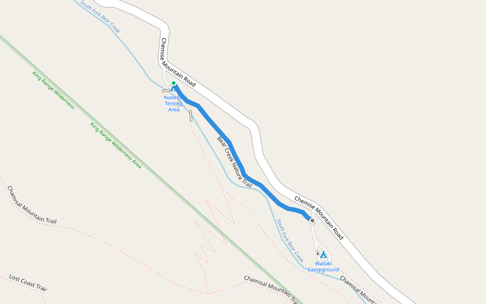 Bear Creek Nature Trail walking route map in Whitethorn