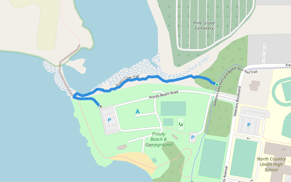 Scott's Cove Trail walking route map in Newport