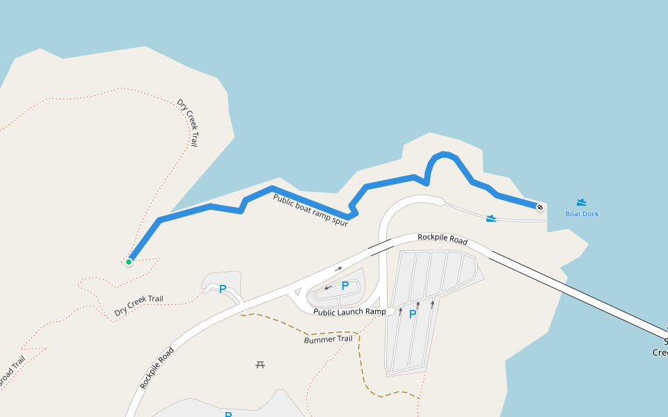 Public boat ramp spur walking route map in Geyserville