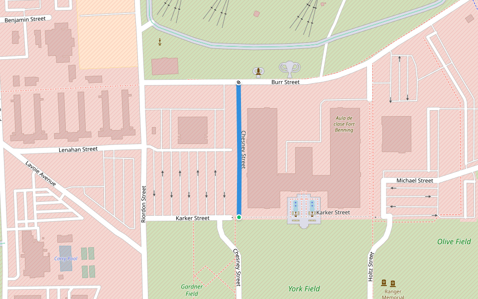 Chesney Street walking route map in Fort Moore
