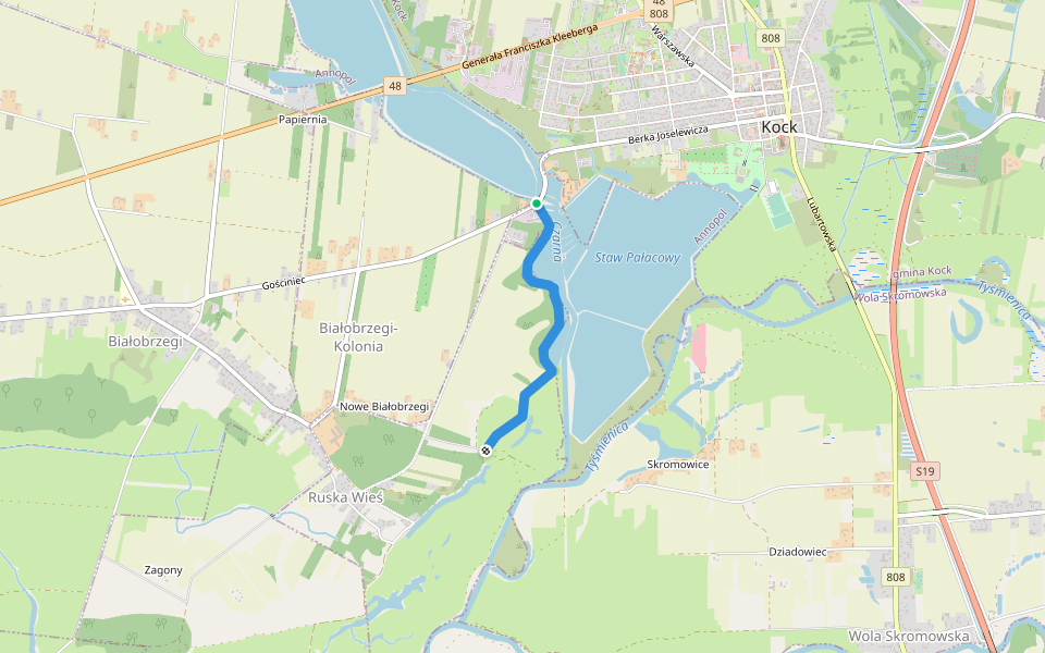 Podgóry walking route map in Białobrzegi-Kolonia