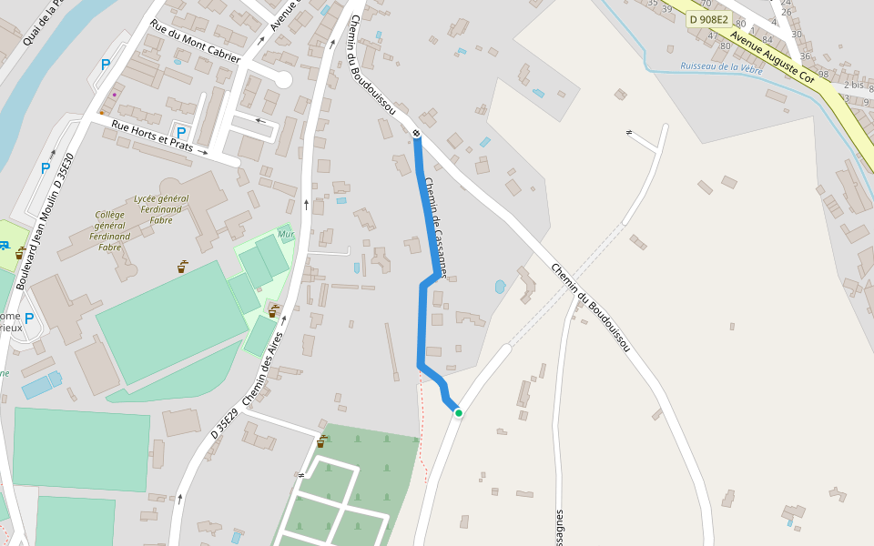 Chemin de Cassagnes walking route map in Bédarieux