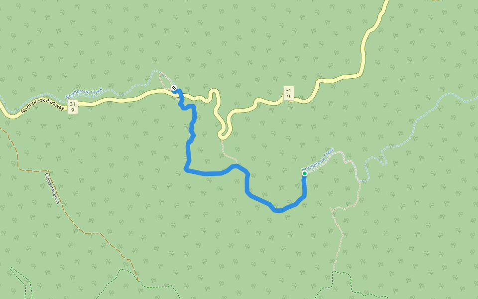 Northbrook Gorge trail walking route map in Dundas