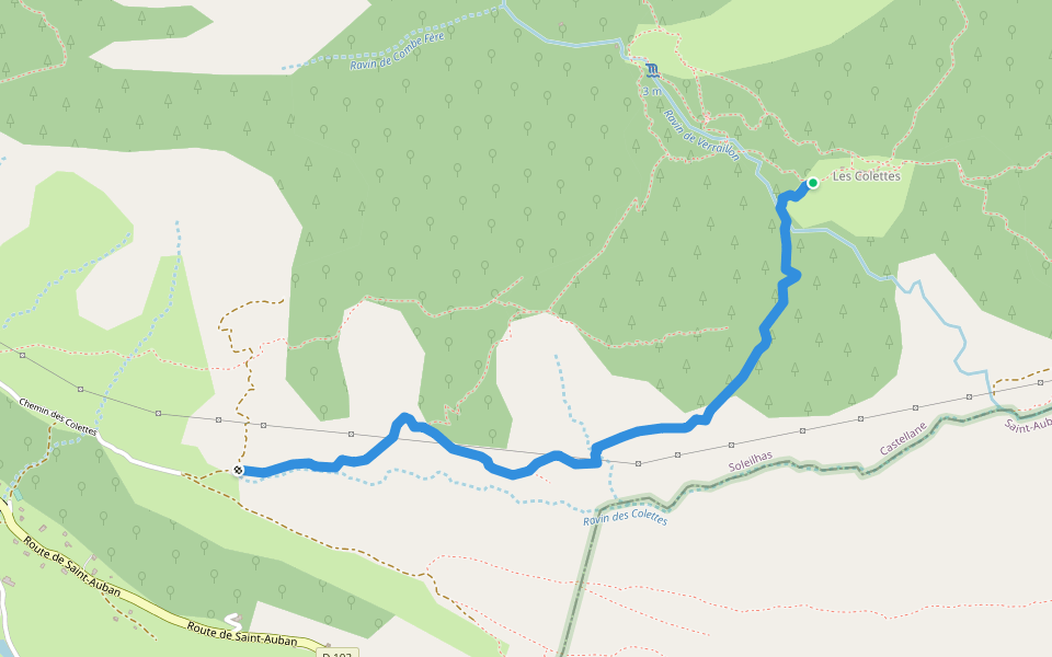 Chemin de Soleihas à Briançonnet walking route map in Soleilhas