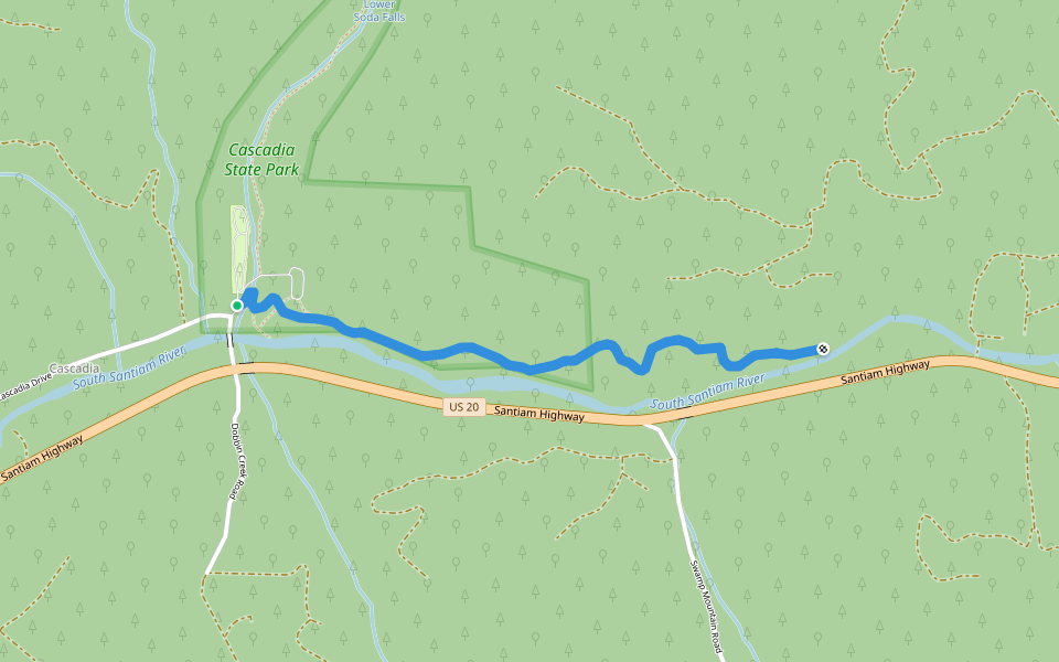 River Trail walking route map in Cascadia
